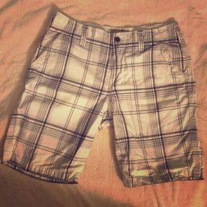 Men’s Express Gray and White Plaid Shorts sz 30